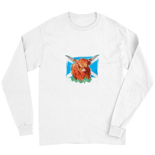 Cow Pet Och Aye The Moo Scottish Highland Cow Scotland Flag Long Sleeves