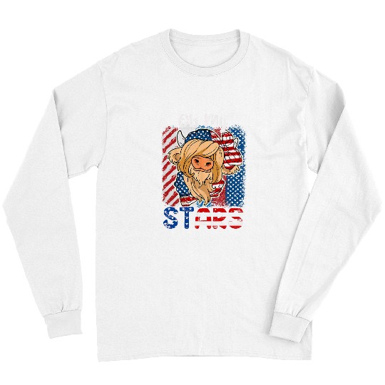 Cow Pet Oh My Stars Cow Usa Flag With 4th Of July Patriotic Long Sleeves