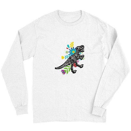 Dinosaur Pet Dia De Los Muertos Sugar Skull TRex Long Sleeves