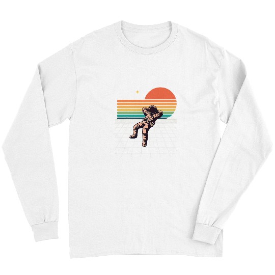 Discover Astronaut Job Relaxing in Space To The Moon Cool Retro Style Long Sleeves