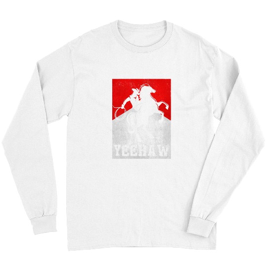 Horse Pet Retro Cowboy Yeehaw Western Country Cowboy Horse Long Sleeves