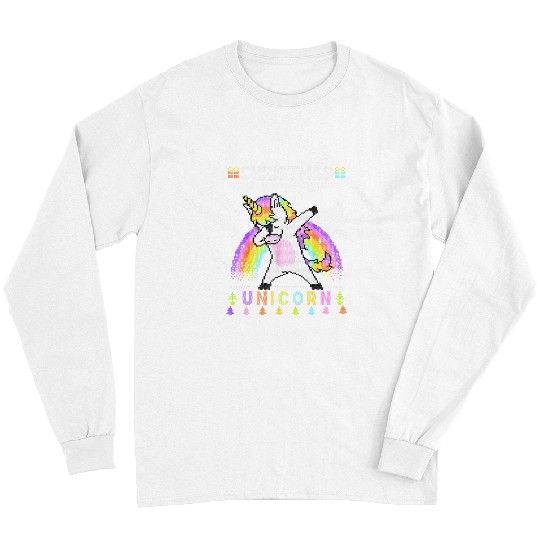 Unicorn Pet Merry Christmas Unicorn Rainbow Happy xmass Holiday 69 Long Sleeves