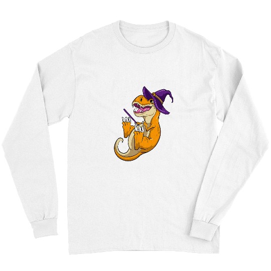 Dinosaur Pet Tyrannosaurus Hex Spooky Halloween Dinosaur TRex Wizard 2 Long Sleeves
