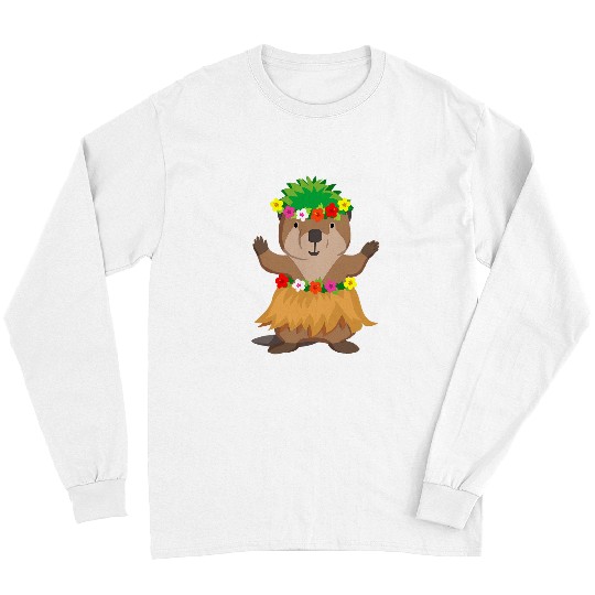 Beaver Pet Funny Luau Party Aloha Hawaii Hula Long Sleeves