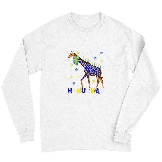 Giraffe Pet Happy Hanukkah Menorah Giraffes Wearing Jewish Hat Lover Long Sleeves