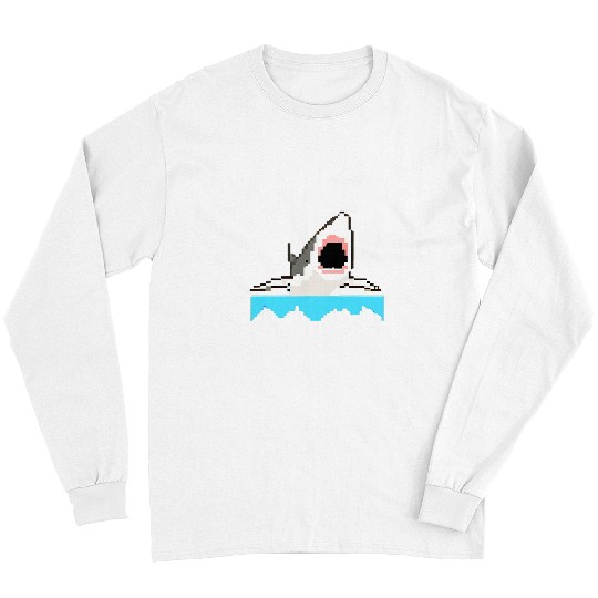 Shark Pet Pixel Art Pixel Shark Scuba Diving Retro Gamer 15 Long Sleeves