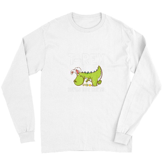Dinosaur Pet Rabbits Bunny Dinosaur TRex Hates Egg Hunts Sad Rabbit Funny Easter Long Sleeves