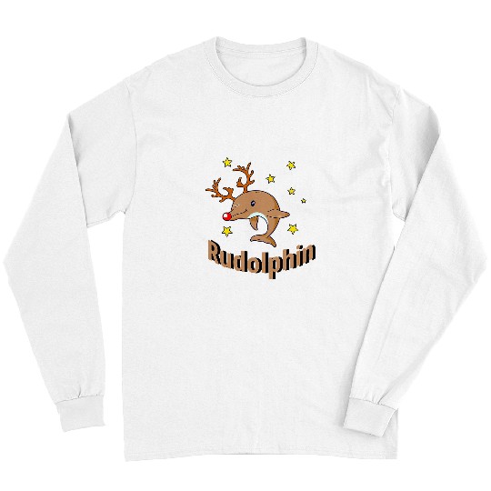 Dolphin Pet Gift Reindeer Dolphin Rudolph Rudolphin Funny Christmas Sweater 1 Long Sleeves