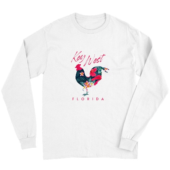 Chicken Pet Key West Florida Chicken Lover Flower Hibiscus Souvenir Long Sleeves