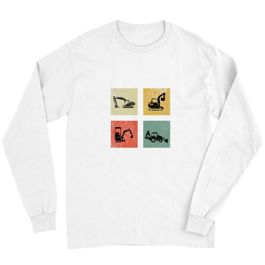 Excavator Fun Boy Vehicles Construction Site Children 2 Long Sleeves