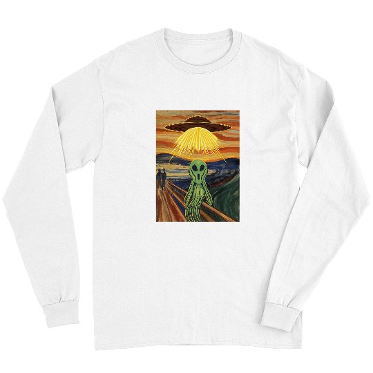 Aliens UFO Scream Painting UFO Enthusiast Gift Idea Funny Painter Long Sleeves