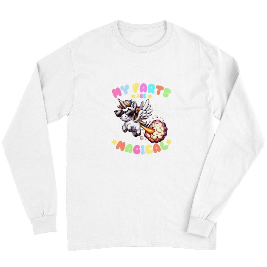 Unicorn Pet My Farts Are Magical Farting Funny Unicorn Rainbow Gag Squad 2 Long Sleeves