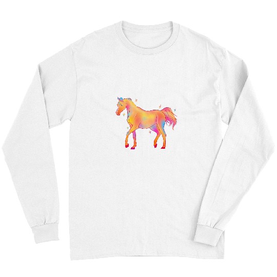 Horse Pet Cute Colorful Pop Art Watercolor Horse Lovers Funny Horses Long Sleeves