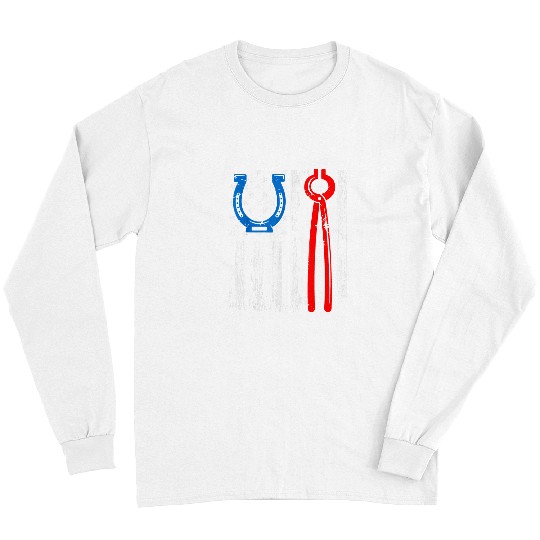 Horse Pet US American Flag Farrier Hoof Blacksmith Horseshoe Iron Long Sleeves