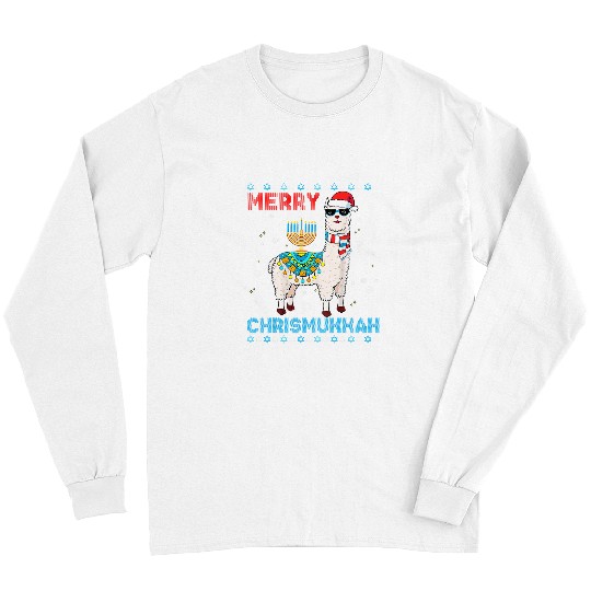 Llama Pet Ugly xmass Sweater Merry Chrismukkah Cute Llama In Santa Hat 45 Long Sleeves