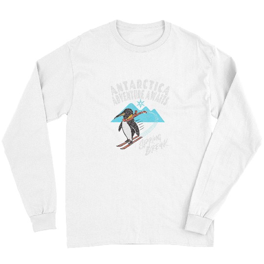Penguin Pet Funny Antarctica Spring Break 2Penguin Mountain Scene Long Sleeves