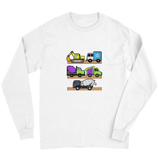 Excavator Fun Construction Truck Excavator Concrete Mixer Dump Truck 4 Long Sleeves