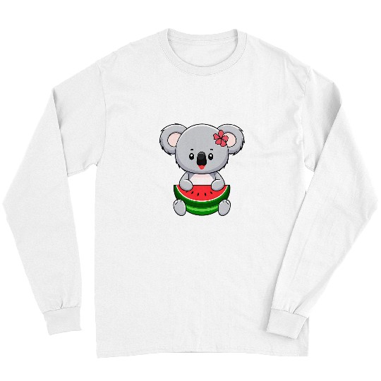 Koala Pet Cute Kawaii Koala Girl Eating Watermelon Long Sleeves
