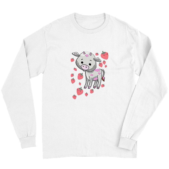 Cow Pet Cute Strawberry Cow 2Strawberry Pattern Kawaii Long Sleeves