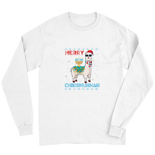 Llama Pet ugly xmass sweater merry chrismukkah cute llama in santa hat Long Sleeves