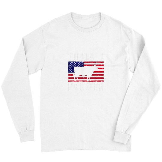 Cow Pet Thank A Farmer Patriotic Daisy Cow American Flag 4th of July 268 Long Sleeves
