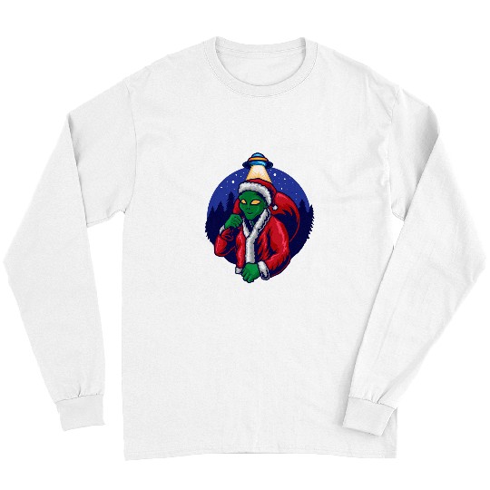 Aliens UFO Santa Claus UFO Team Santa Sleigh Magic Snowman Long Sleeves