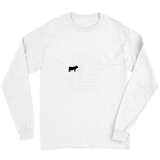 Pig Pet Livestock Show PIg Dedication Ear Tag Animal Silhouette Long Sleeves