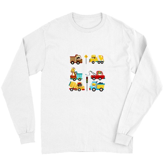 Excavator Fun boy vehicles construction site children Long Sleeves