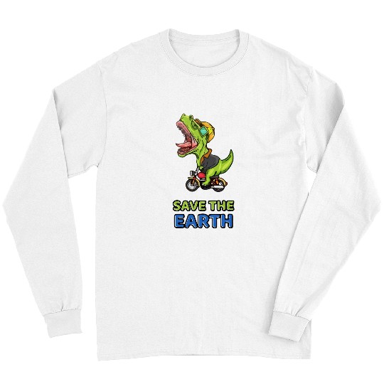 Dinosaur Pet Earth Day Dinosaur for Boys Dinosaur Riding Bicycle Save Long Sleeves