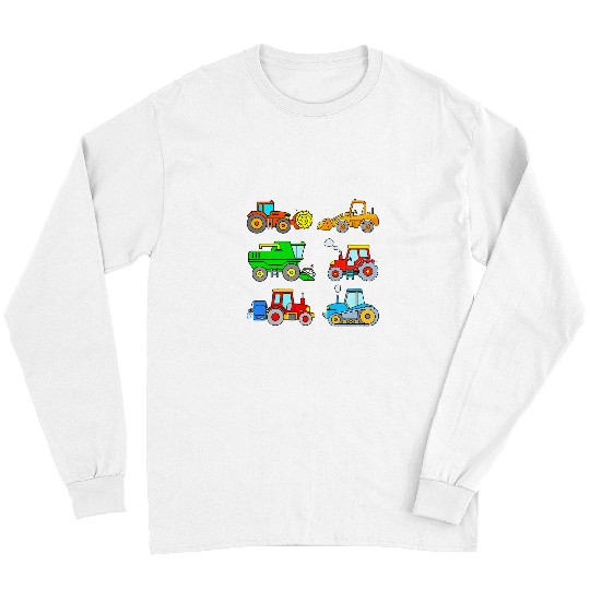 Excavator Fun Kids Farm Vehicles Combine Harvester Tractor Digger Toddler Boy Long Sleeves