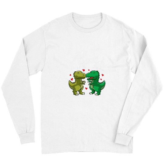 Dinosaur Pet Roar Just Married Kissing TRex Valentines Day Honeymoon Long Sleeves