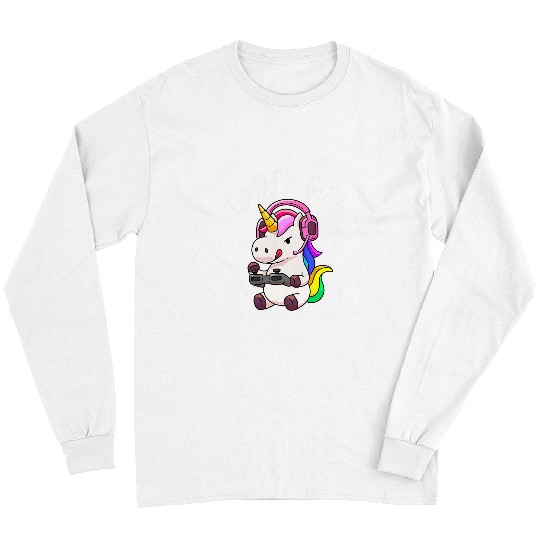 Unicorn Pet Gamer Girl Unicorn Gaming Cute Video Game Gift Women Girls Long Sleeves