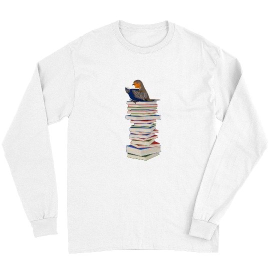 Book Fun Robin Bird Reads Books Funny Garden Backyard Birds Long Sleeves