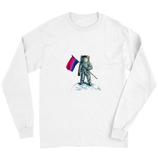 Astronaut Job Moon Bisexual Pride Flag Proud Ally LGBTQ Long Sleeves