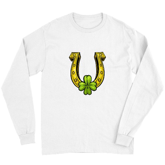 Horse Pet Retro Horseshoe Horse Lover Gifts Shamrock St Patricks Day Long Sleeves
