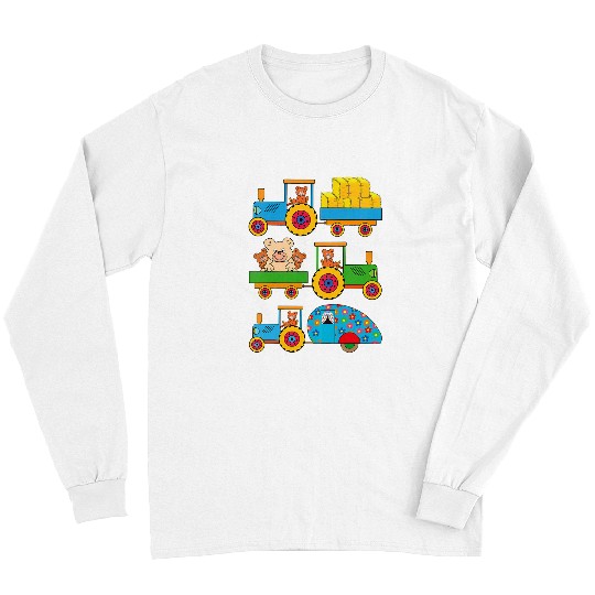 Tractor Fun driving Kids tractor teddy bear and trailer agriculture machine farm Long Sleeves