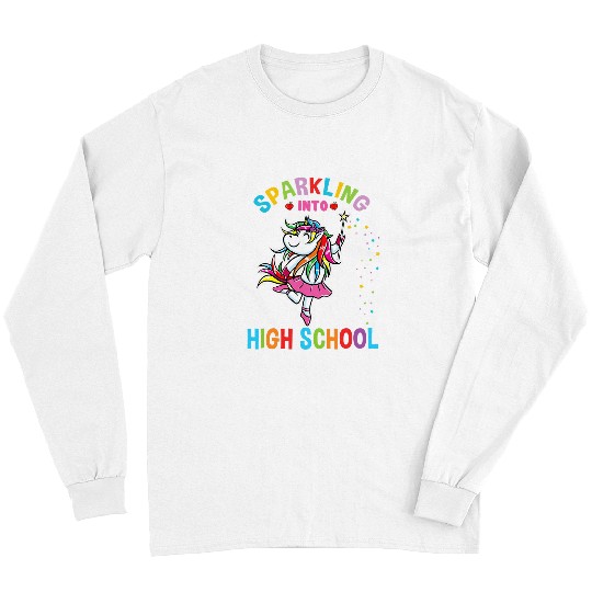 Unicorn Pet Sparkling Into High School Unicorn Back To School Long Sleeves