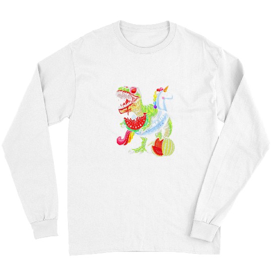 Dinosaur Pet Watermelon Lover Dino Summer Fruit Slice Seeds Long Sleeves