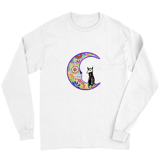 Llama Pet Dia de Los Muertos Skeletons Sugar 9 Long Sleeves