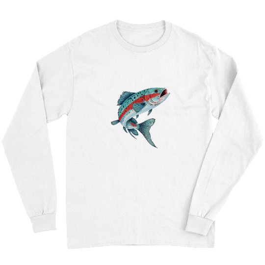 Fishing Fun Rainbow Trout Fishing Retro Long Sleeves