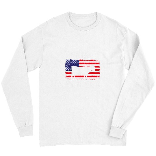 Cow Pet Thank A Farmer Patriotic Daisy Cow American Flag 4th of July 203 Long Sleeves