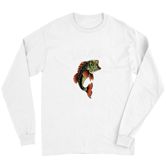 Fishing Fun Lake Erie Bass Fishing Bass Fish Gifts and Tees Fishermen Long Sleeves