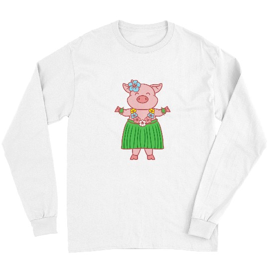 Pig Pet Cool Hawaiian Luau Pig Funny Boar Lover Hula Dancing Gift 7 Long Sleeves