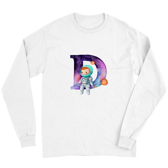Astronaut Job Space Astronaut Letter D Name Monogram Initial Galaxy Planet Long Sleeves