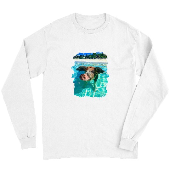Pig Pet The Bahamas Swimming Pig Caribbean Beach Trips Summer Vibes Long Sleeves