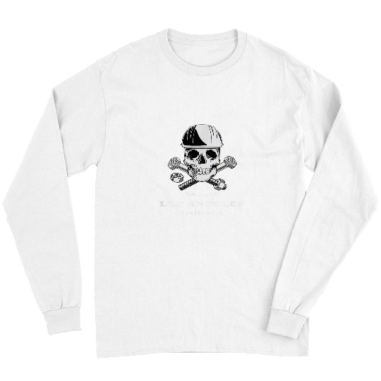 Retro Cool Los Angeles CA Mechanic Skull and Bolts Novelty Long Sleeves