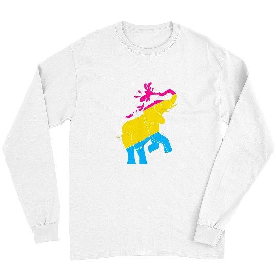 Elephant Mammal LGBT Pan Pride Month Pansexuality Flag Elephant Pansexual Long Sleeves
