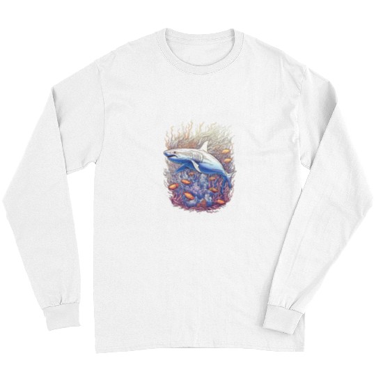 Shark Pet Coral Reef Underwater Sea Ocean Diving Long Sleeves