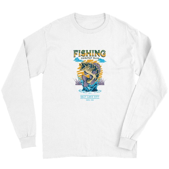Fishing Fun Country Club Big Mouth Bass Perch Fishing Long Sleeves