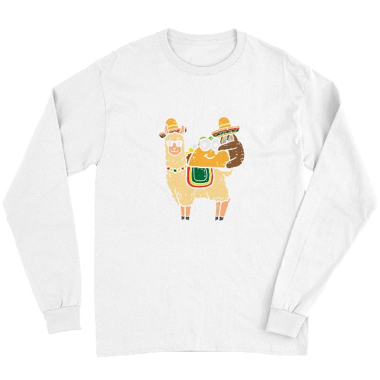 Sloth Pet Gift Mexican Sloth Llama Taco Funny Fiesta Cinco De Mayo Kids Long Sleeves